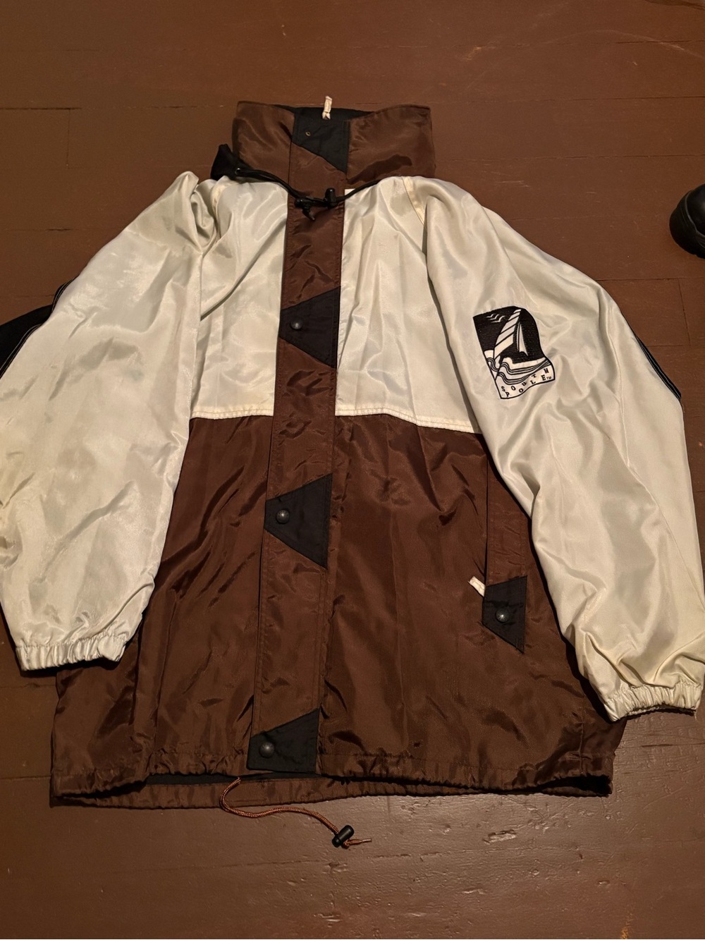 Vintage South Pole Brown and Ivory Two-Tone Windbreaker Jacket